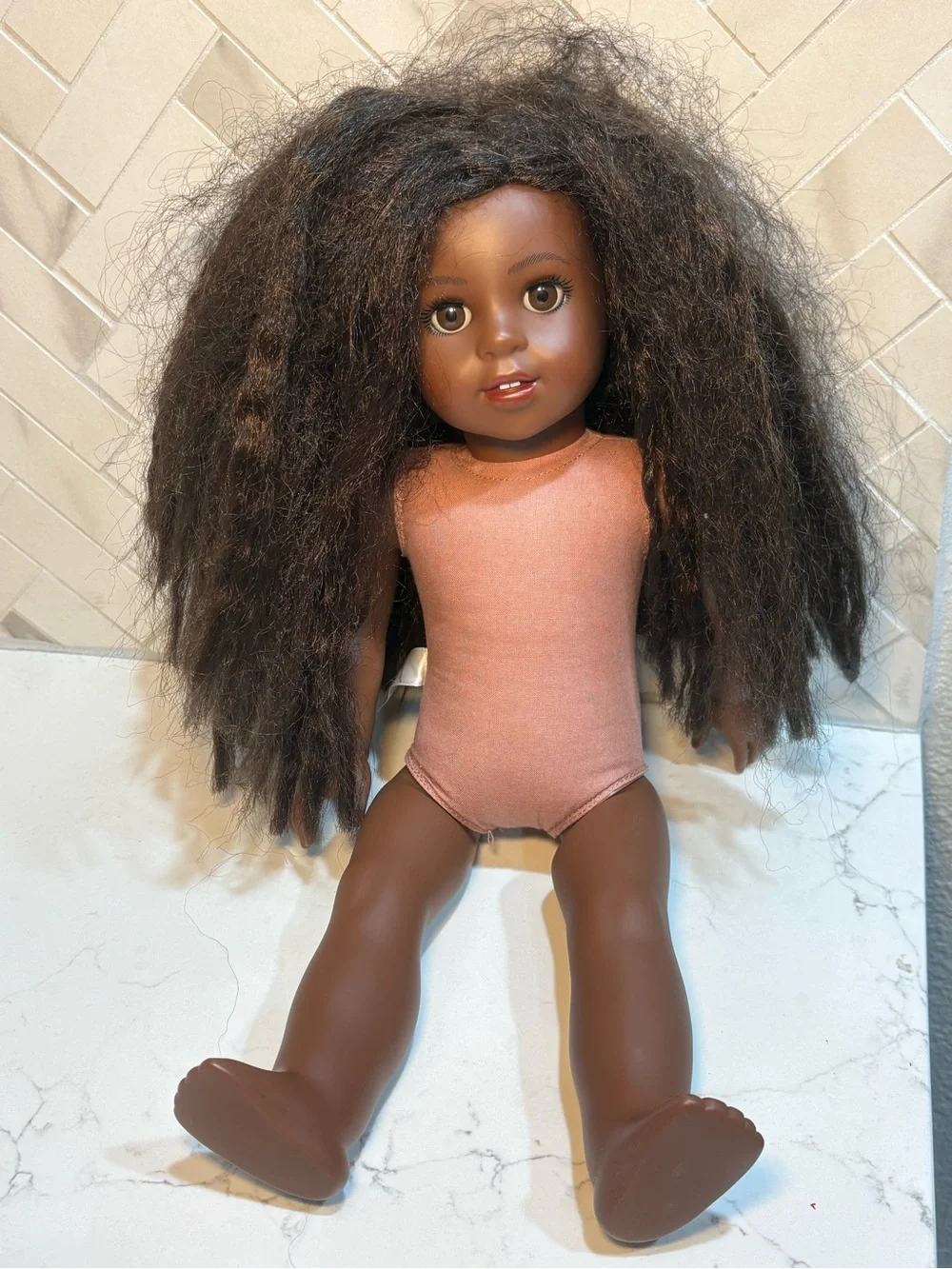 American Girl Doll  18” World by Us Makena Williams w/Original Black Jacket